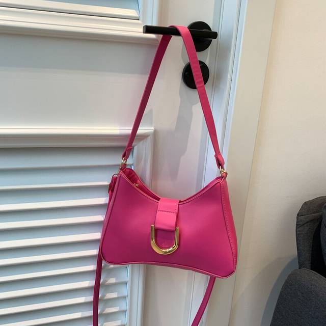 (Rose Red) Shoulder Single Crossbody Bag Fashion Casual Simple Solid Color Girls Style