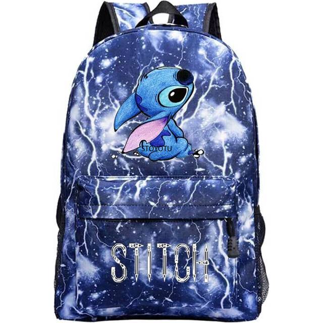 (Thunder Blue) Stitch backpack Students Boys Girls back to school Bags Teens Daily Backpack Zip