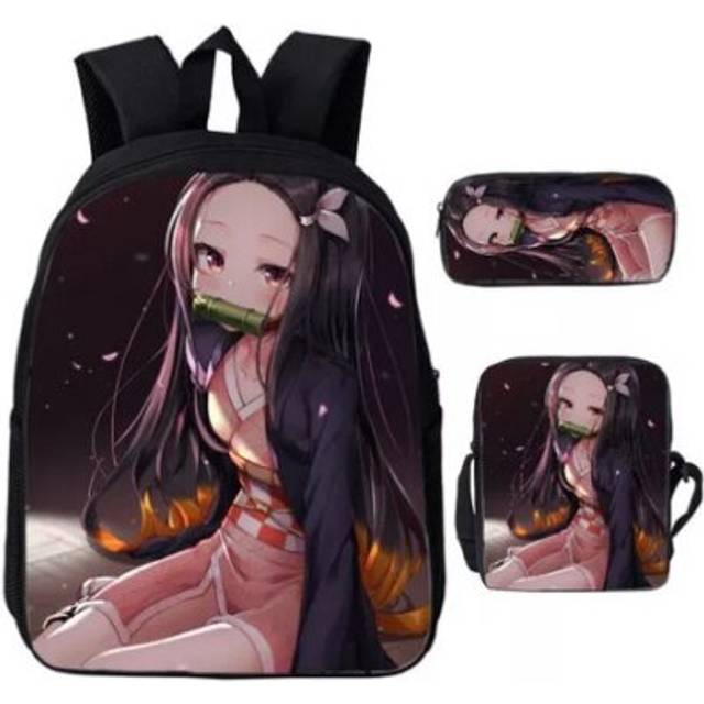 (50) Japanese comics around the children's backpack digital printing Oxford cloth cartoon pencil case, children's gifts