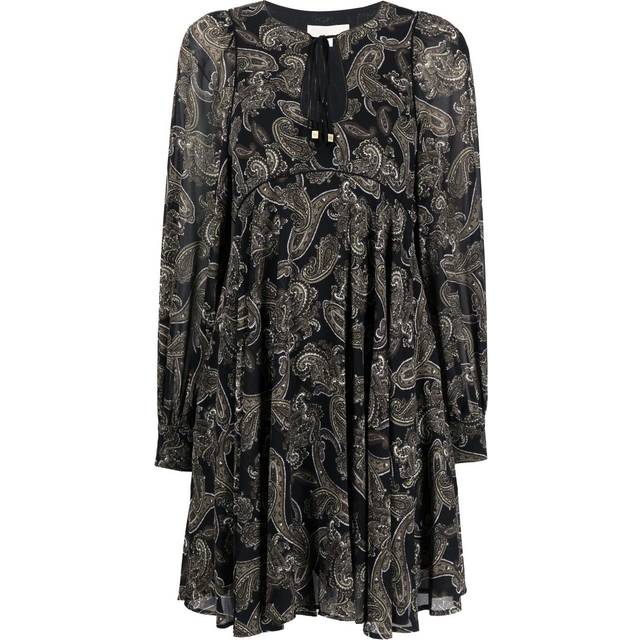 Michael Michael Kors - paisley-print long-sleeve dress - women - Polyester/Recycled Polyester/Recycled Polyester/Polyester - 2 - Black