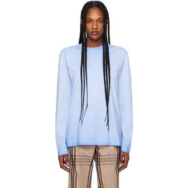 MSGM Blue Faded Long Sleeve T-Shirt - 84 Light Blue - XS