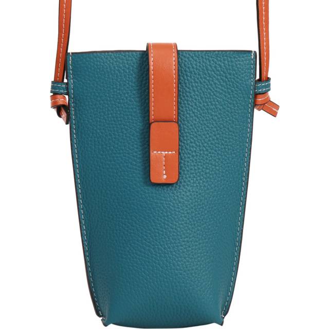 (Blue) Pu Leather Womens Crossbody Phone Bag With Candy Colors And Leather Patterns