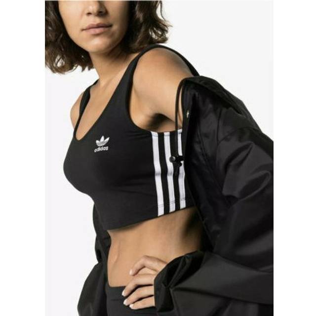 (16) Women's adidas Originals Crop Tank Top Black White