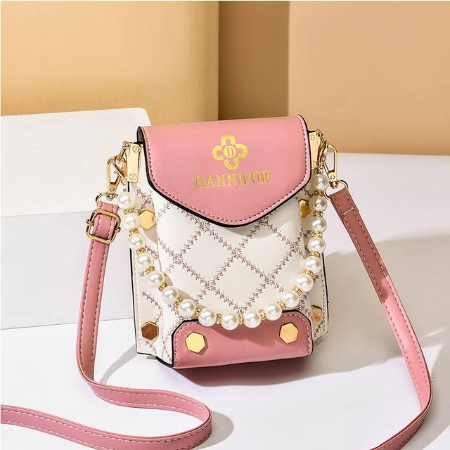 (Pink) Handbag Pu Stylish With Beaded And Embroidered Details For Daily Wear