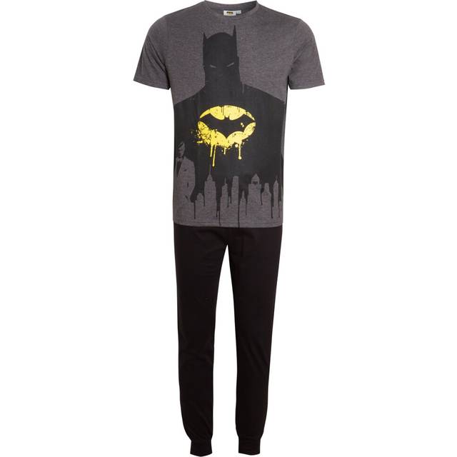 (S) Mens Batman Pyjamas DC Comics Pjs Short Sleeved T-Shirt + Lounge Pants Gift Set