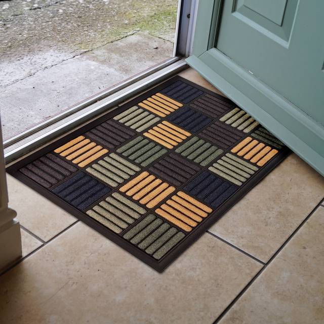 Scrape N Sorb Squares Outdoor Doormat - Multicolor
