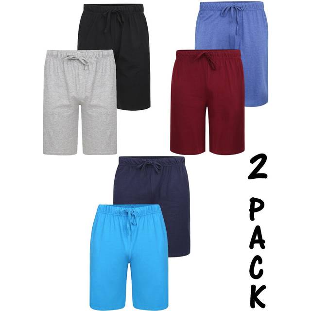 Mens 2 pack lounge shorts multipack pyjama pj night sleep loungewear m-2xl