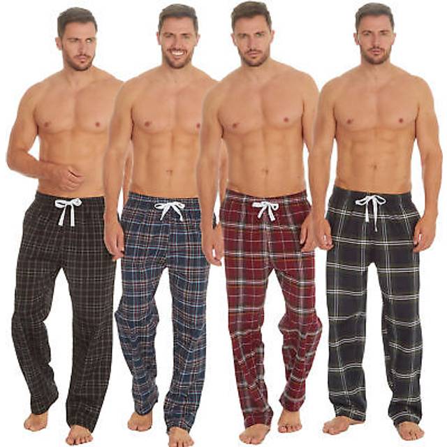 Mens checked trousers tartan bottoms pyjama pajama pj classic lounge nightwear