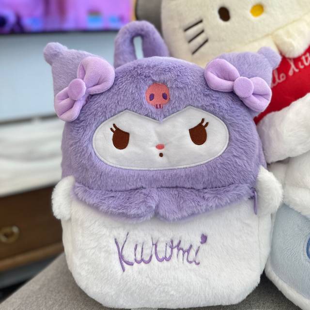 (33 Purple Kuromi (Shoulders)) New Cute Cartoon Plush Student Backpack Girly Heart Niche Backpack