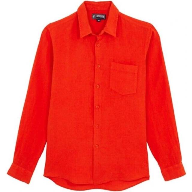 Vilebrequin mens linen shirt / caroubis / red / rrp £185
