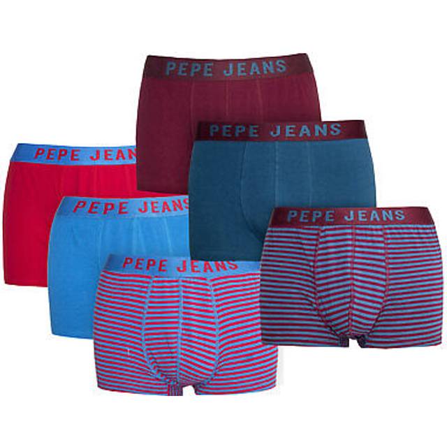 (Bordeaux Burgundy, M) Pepe Jeans Men'S Designer Casual Boxers Trunks Shorts 3 Pack Cotton New 'Irving'