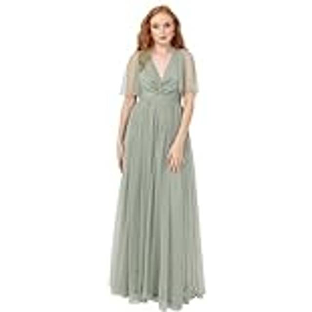 Anaya With Love Twist Front Tulle Maxi Dress, Frosty Green