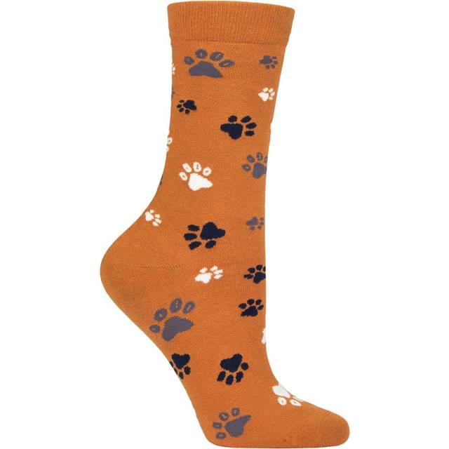 Women's 1 Pair Thought Elsa Paw Print Organic Cotton Socks Amber Yellow 4-7 Ladies