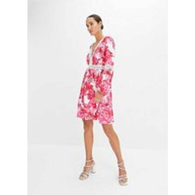 bonprix Crochet Trim Dress - White/red