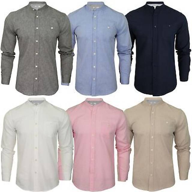Xact long sleeved linen grandad nehru shirt