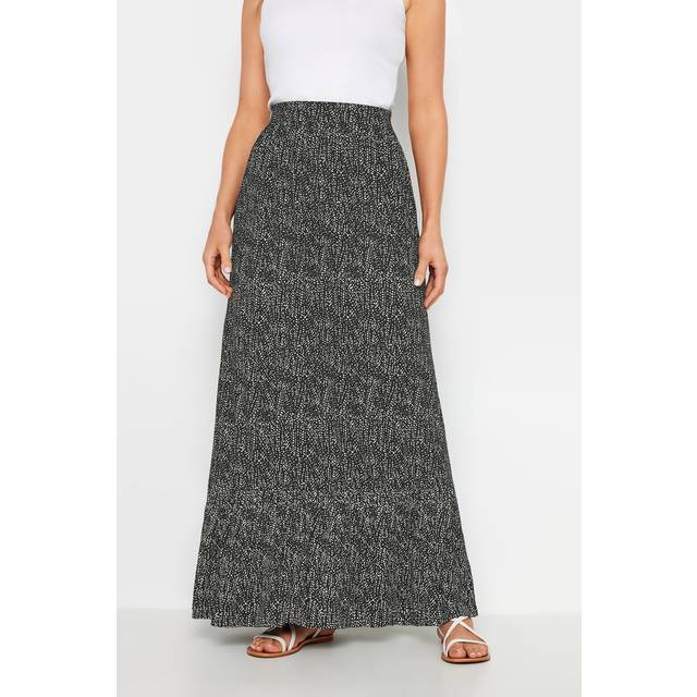 Lts Tall Black Spot Print Tiered Maxi Skirt 14 Lts | Tall Women's Maxi Skirts