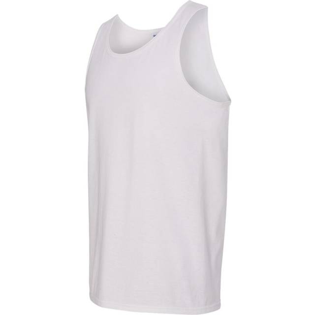 (White, M) Blank Plain Basic Tank Top Singlet Small Big Men's Cotton Premium Quality