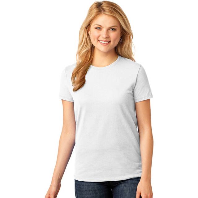 (White, S) Female Ladies Women's Heavy Cotton Blank Plain Basic T-Shirt Tee Tops