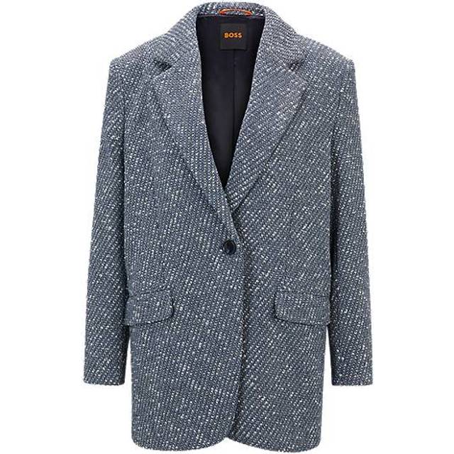 Single-button jacket in denim-effect tweed