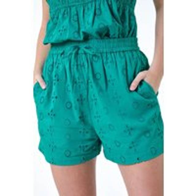 Dusk Womens Elastic Waist Cotton Broderie Anglaise Shorts - Blue - Size 10 UK