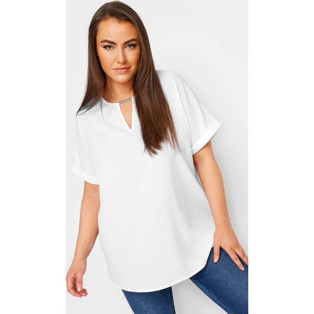 Yours Curve White Notch Neck Blouse, Women's Curve & Plus Size, Yours - 20