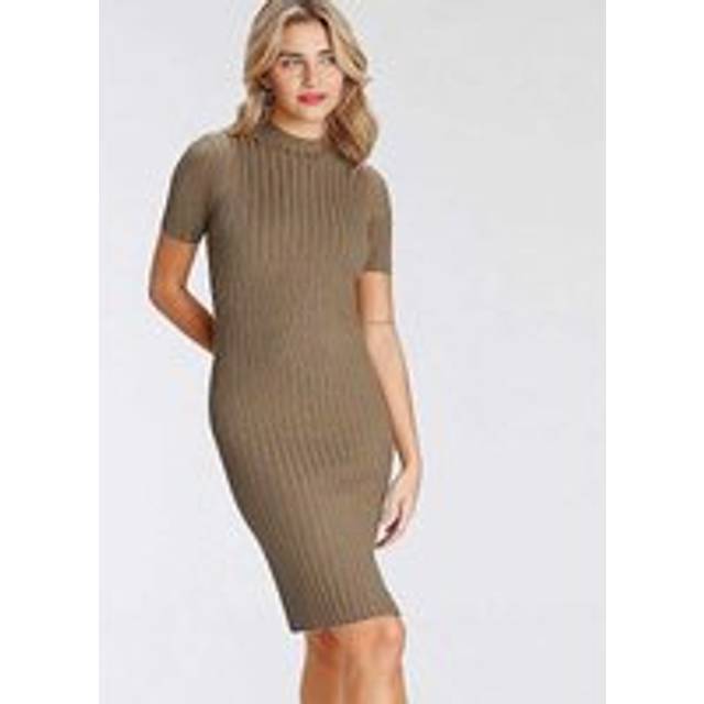 AJC Rib Knit Dress - Dark Beige