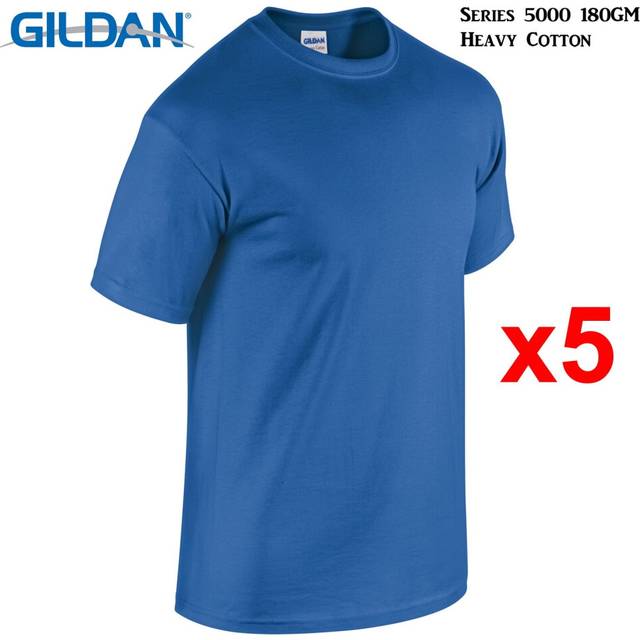 (4XL) 5 Packs Gildan T-SHIRT Blank Plain Basic Tee Men Heavy Cotton (Royal)