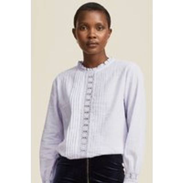 Gina Frill Organic Cotton Dobby Blouse | Lilac Grey - Light Purple
