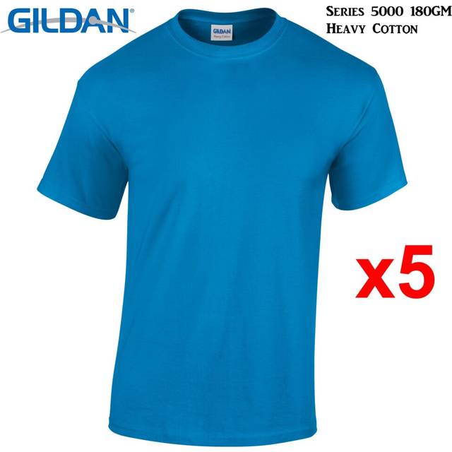 (XL) 5 Packs Gildan T-SHIRT Blank Plain Basic Tee Men Heavy Cotton (Sapphire)