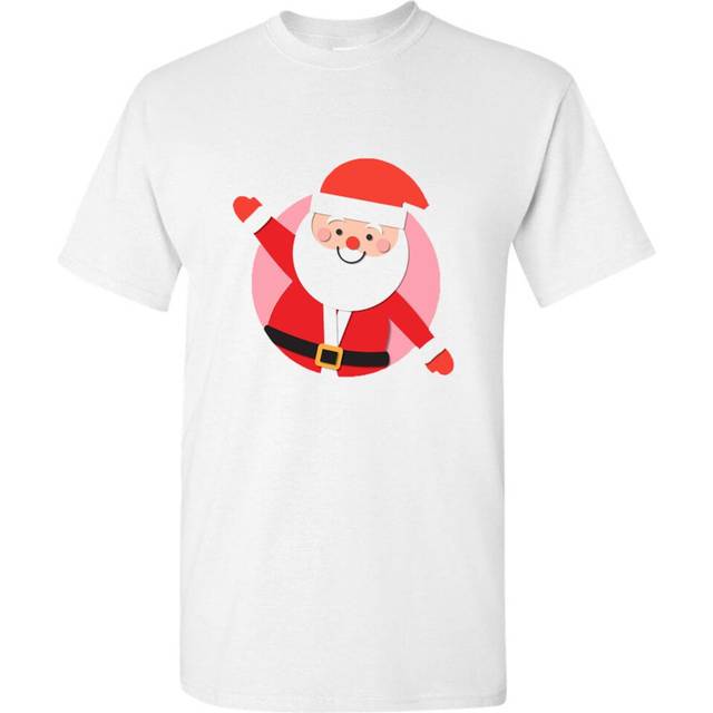 (2XL) Santa Claus Christmas Festival Cartoon Art White Men T Shirt Tee Top