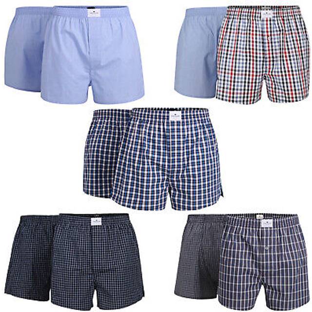 Tom tailor men's woven boxers, 2-pack - pure cotton, westside c, checked...