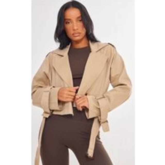 Camel Cropped Trench Coat, Camel - 10