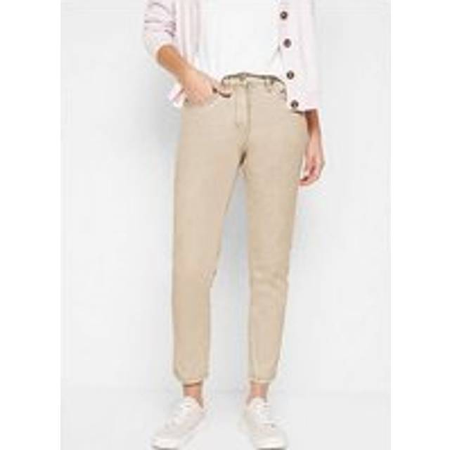 bonprix High Waist Cropped Twill Jeans - Sand