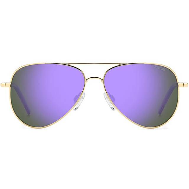 Polaroid Barn PLD 8015/N HZJ/MF Solglasögon Metall Guld Violett Pilot Polariserad Spegel