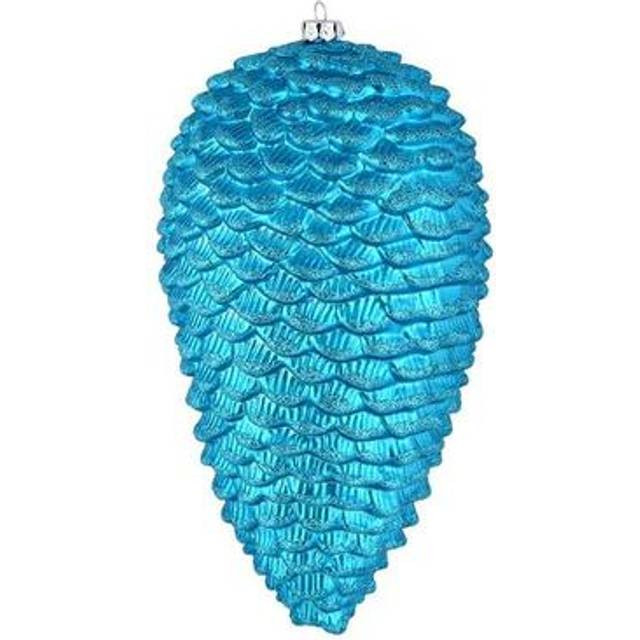 "7"""""""" Turquoise Matte Glitter Pinecone 4/Bg"