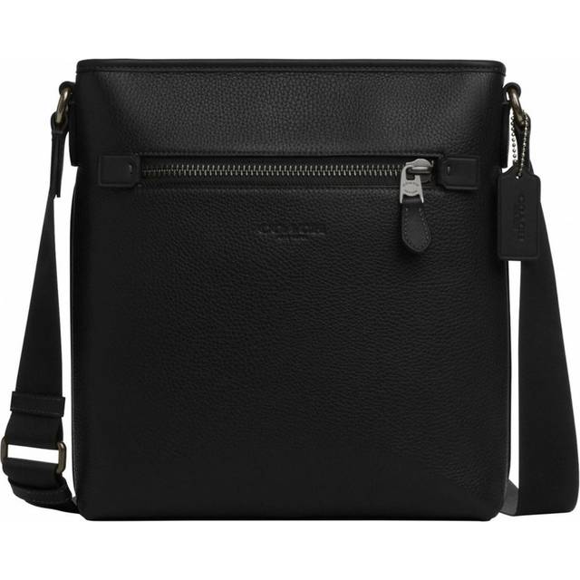 Coach Mens Slim Messenger in Pebbled Leather - Black - One Size