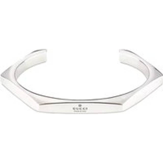 Gucci Trademark Sterling Silver Geometric Cuff Bracelet - 18cm