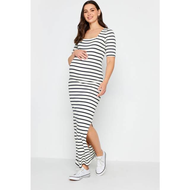 Lts Tall Maternity Ivory White Stripe Maxi Dress 22-24 Lts | Tall Women's Maternity Dresses