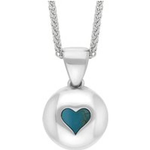18ct White Gold Turquoise Heart Disc Necklace