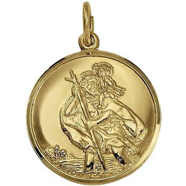9ct gold st christopher pendant medal - air land sea back - polished finish