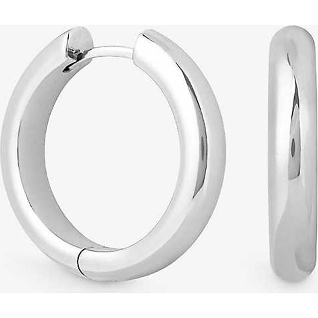 Womens Astrid & Miyu Bold Large Rhodium-Plated Sterling-Silver Hoop Earrings