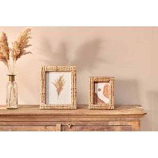 Nkuku Yanis Rattan Photo Frame 5x7 natural rattan wood wooden woven rustic ethnic handmade image picture art standing - 5X7
