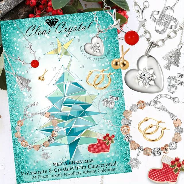 (Green) Christmas Advent Calendar with 24 pcs of Luxury Jewelry