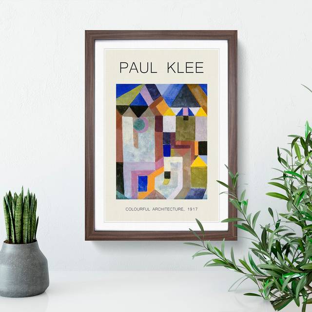 Colorful Architecture by Paul Klee - Picture Frame Art Prints - Walnut (65cm H x 48cm W x 2cm D)