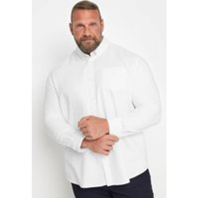 Size 2Xl Mens Badrhino Big & Tall Premium White Long Sleeve Oxford Cotton Shirt Big & Tall - 2XL