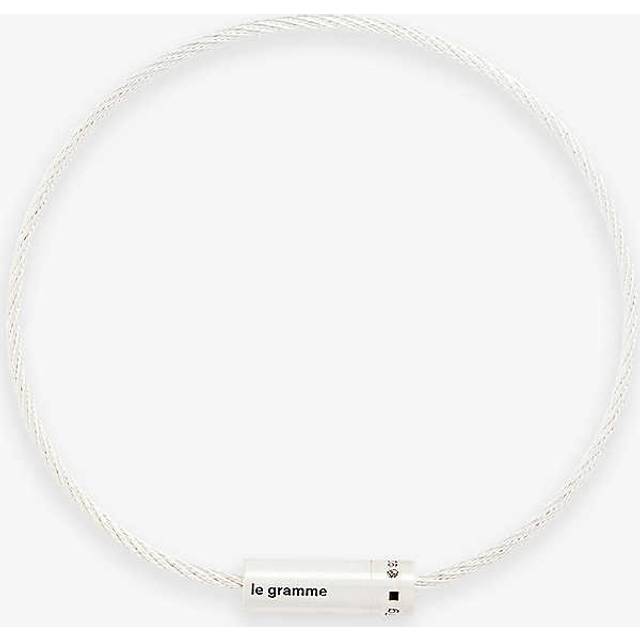 Le Gramme Mens Silver Engraved-logo Sterling-silver and Cord Bracelet 18cm - SILVER