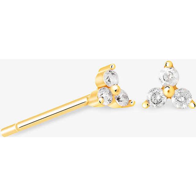 Womens Astrid & Miyu Triple Crystal 18ct Gold-Plated Sterling-Silver Stud Earrings