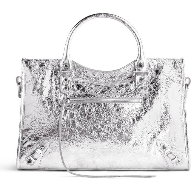 Balenciaga Le City Medium Bag Metallized - Silver - Women's - Lambskin