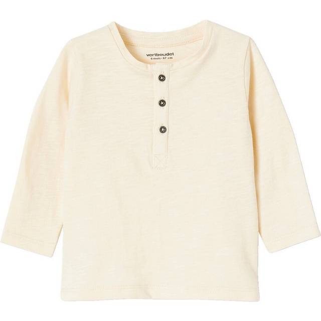 Grandad-Style Long-Sleeved Top for Baby Boys beige light solid - BEIGE LIGHT SOLID