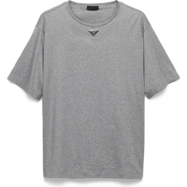 Mens Prada Brand-Plaque Oversized-Fit Cotton-Jersey T-Shirt